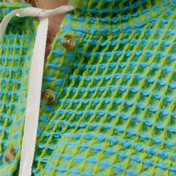 NWT UO Waffle Neon Baja Beach Stanley Pullover Button Pocket Hoodie - Picture 5 of 5